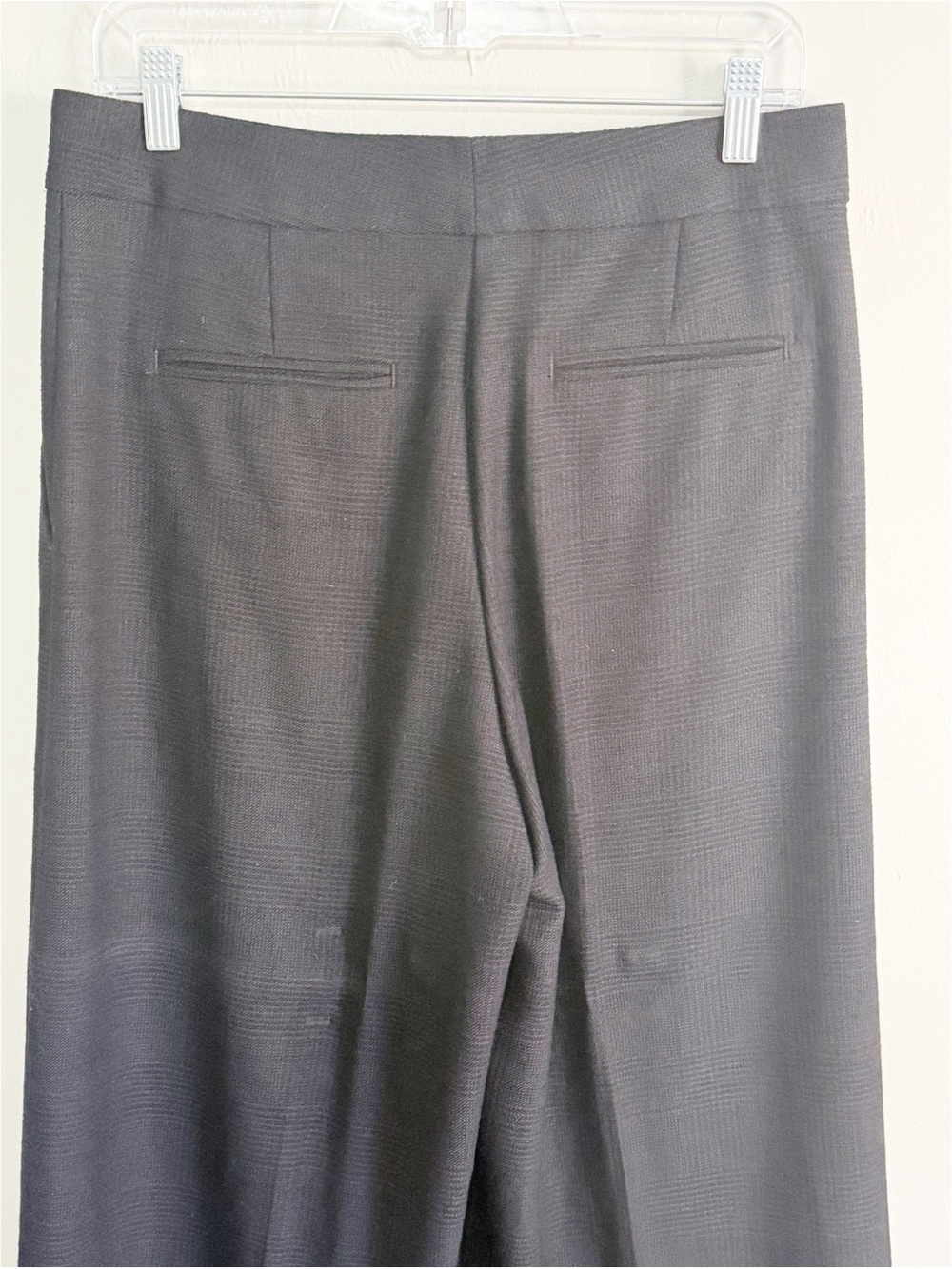 ANN TAYLOR Women’s Black Faint Plaid Wide Leg Trousers Pants Flat Front Size 6 - Picture 4 of 6